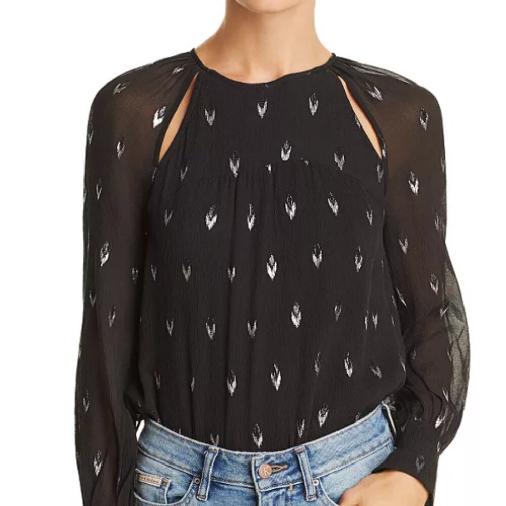 Joie Caviar Mosi Metallic Print Blouse